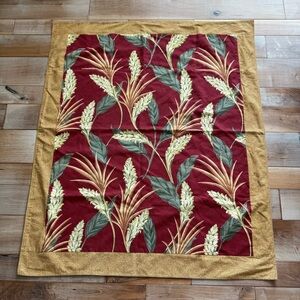 Vintage 40s Floral Tropical Barkcloth Picnic Blanket Quilt Decor Throw 48 x 57